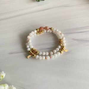 Moonstone X Sunstone Double Wrap Bracelet | Harmony Bracelet | Mala Beads